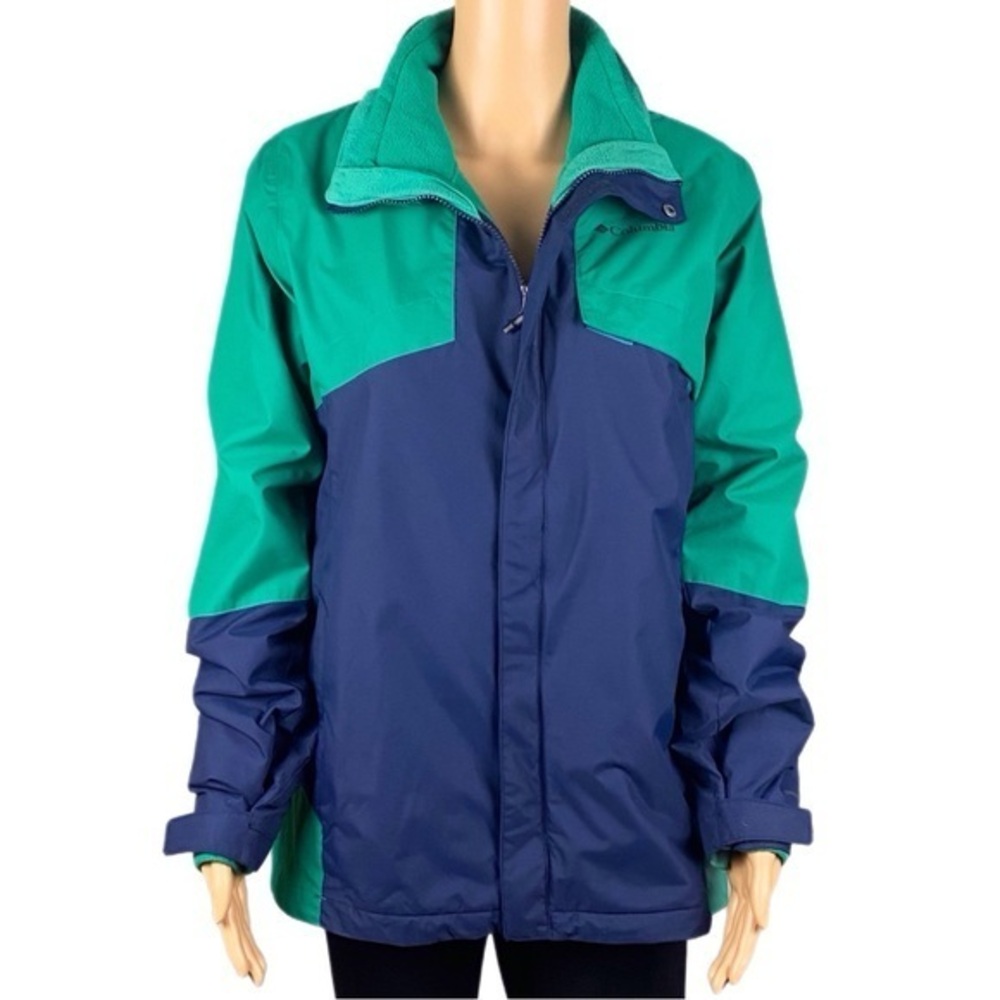 Columbia Girl’s Bugaboo II Green and Blue Interchange 3 in 1 Coat Size XL VGUC